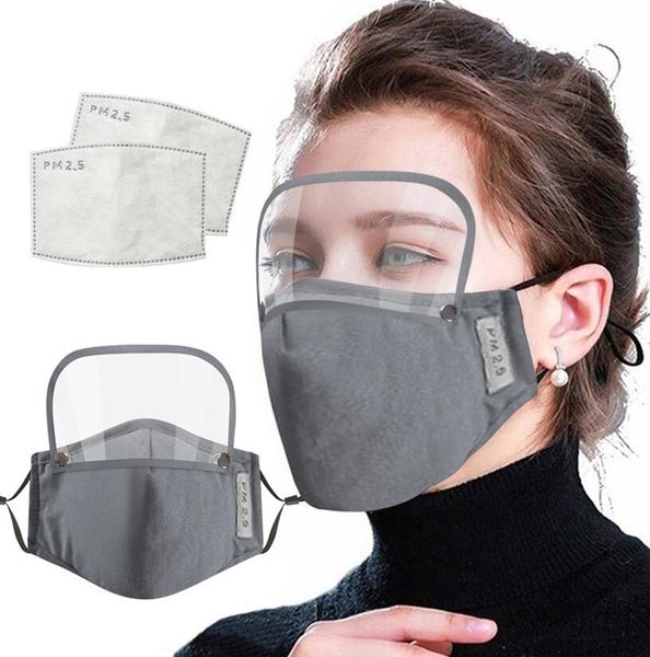 

masks 2 in 1 mouth mask removable eye shield face mask kids valve face mask with 2pcs filter pad anti-dust protective masks dwd911