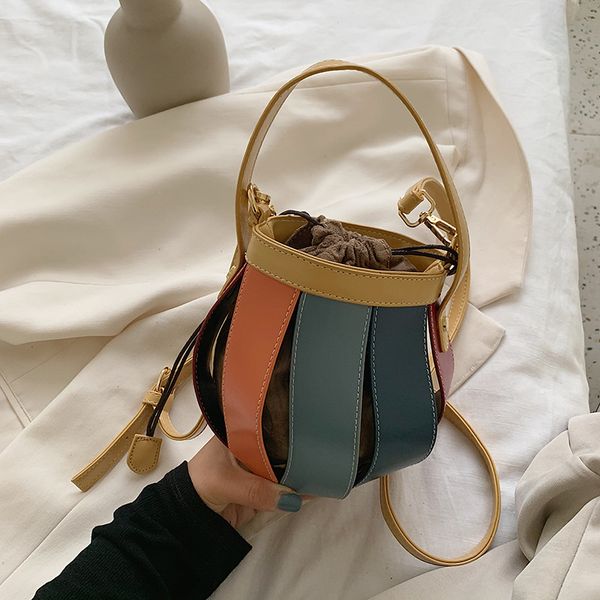 

unique design bucket bags for women 2020 simple casual handbags purse lady pu leather travel shoulder messenger bag all match