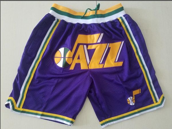 

utah jazz men shorts just don by mitchell & ness pocket basketball pants s-2xl, Black