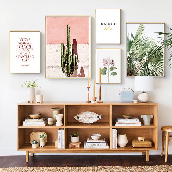 

pink cactus green plant flower creative english canvas painting art abstract print poster picture wall nordic home decoration
