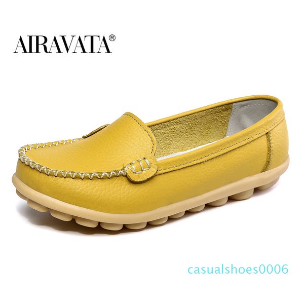 

women's slip on flat leather shoes fashion casual comfortable loafers c06, Black