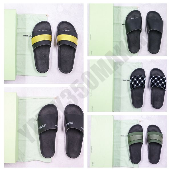 

2020 gold black white stripe designer shoes left right og blue red stripe summer beach indoor flat slippers flip flops sandal with box