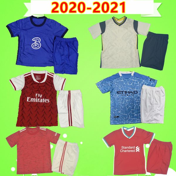 

kit and kids set 2020 2021 soccer jersey manchester home away third 20 21 man boys united utd football shirt city, Black;yellow