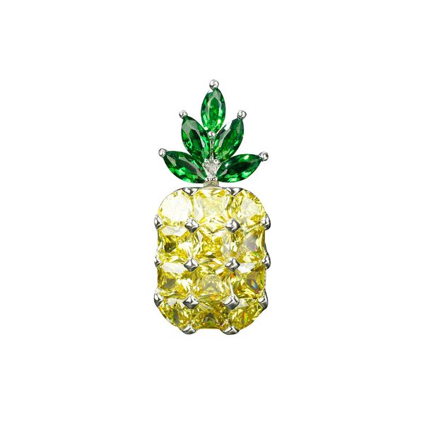 

cubic zirconia cute pineapple shape fruit brooch pin creative gifts for kids and ladies party jewelry, Gray