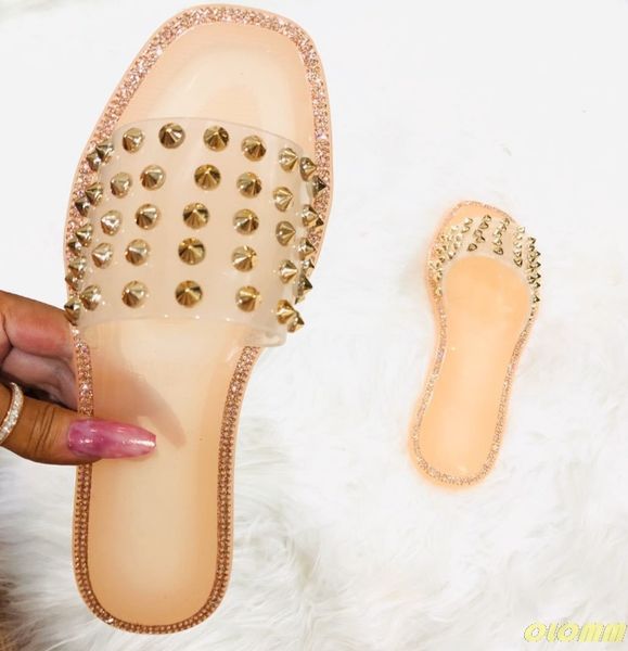 

fashion women slides summer rivet slippers women shoes flip flops slide sandals upstream lady shoes slides zapatillas mujer, Black