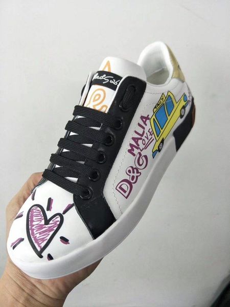 

2020j high-end custom leather party casual shoes outdoor men and women sports shoes fashion doodle wild couple shoes, size: 35-45, Black