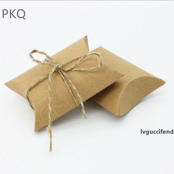 

10pcs kraft paper pillow box small candy box wedding brown pillow gift packaging for guest event & party kraft boxes