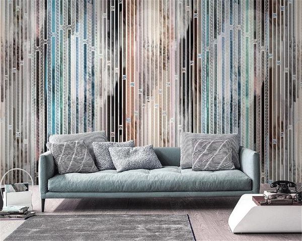 

3d wallpaper vintage modern light luxury geometric vertical stripes wallpaper striped tv sofa background wall painting wallpaper