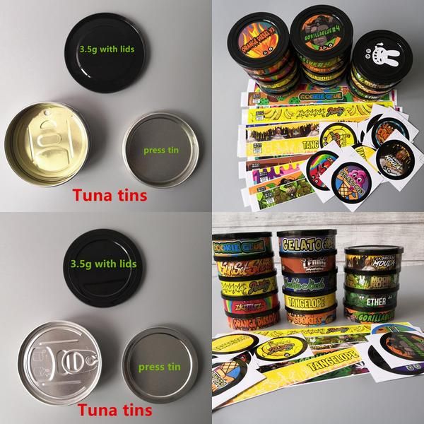 

20 flavor pressitin cans moonrock and pressitin 73.3*24mm cali pressitin tuna tin candry herbtin clear peel off lid black cover smell fiwgp