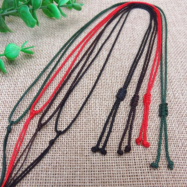 

hand-woven long and thin jade pendant diy necklace lanyard diy hand-woven flat knot pendant rope necklace rope, Silver
