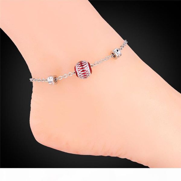

women red beads charms 18k real gold platinum plated simple style fashion ankle chain bracelet anklet, Red;blue