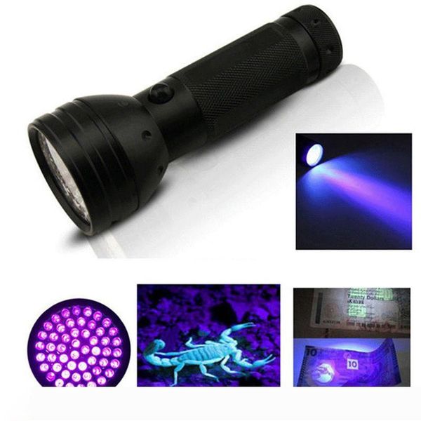 

51led uv ультрафиолетовый светодиодный фонарик фиолетовый blacklight черный свет факела 395nm алюминиевый корпус уф факел мини свет