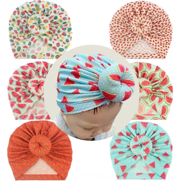 

new fashion export children's donut head cap elastic comfortable baby printed head cap, Yellow