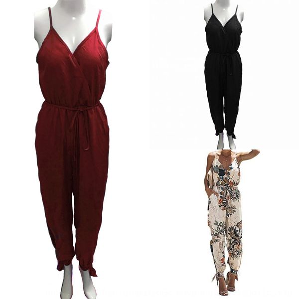 

ubzkw 2020 women's summer backless printed lace-up suspender cotton split pants 2020 women's summer jumpsuit backless printed lace, Black;gray