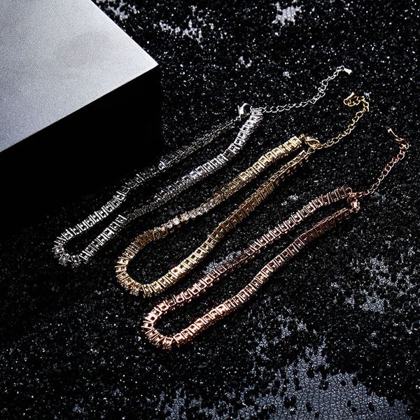 

new pattern women anklet 3mm row diamond tennis cubic zirconia anklet choker hip hop fashion charm jewelry for gift can adjustable, Red;blue