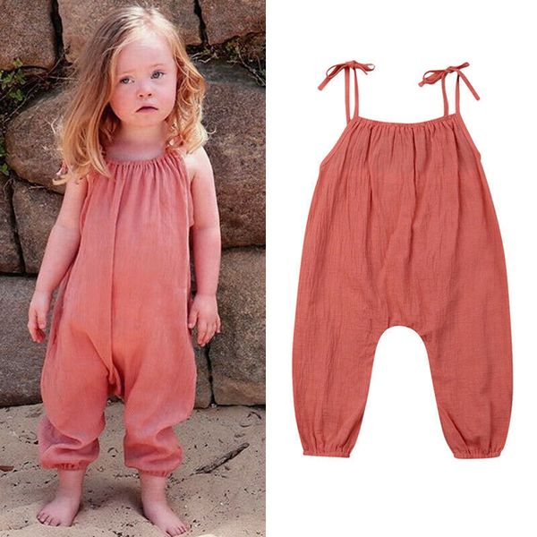 

малыш ребёнки спагетти ремень romper хлопка комбинезона backless solid color kids легкий костюм с шортами one piece summer outfit t200721, Blue