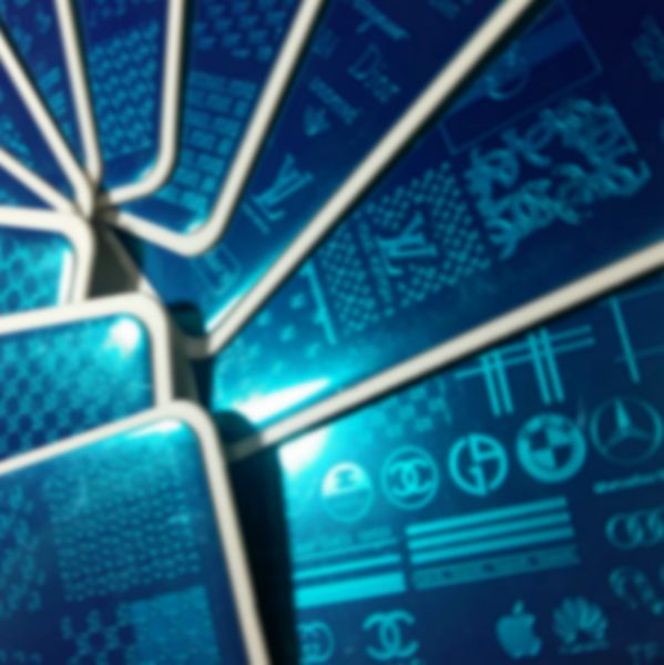 

11pcs big lo go brand design nail art stamping plate stamp full french image metal stencil transfer polish print template with plastic sheet, White