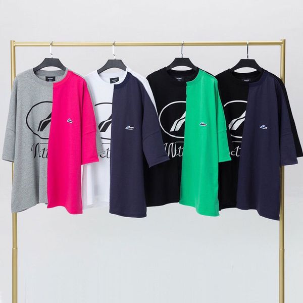 

welldonen stitching short-sleeved t-shirt we11done os loose drop shoulder short-sleeved t-shirt men and women wild short-sleeved men's, White;black