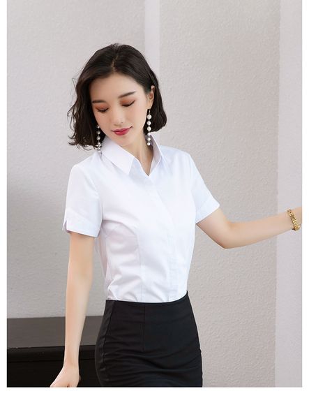 

2020 new summer short-sleeved white shirt ladies korean temperament professional work clothes slim short-sleeved shirt dress
