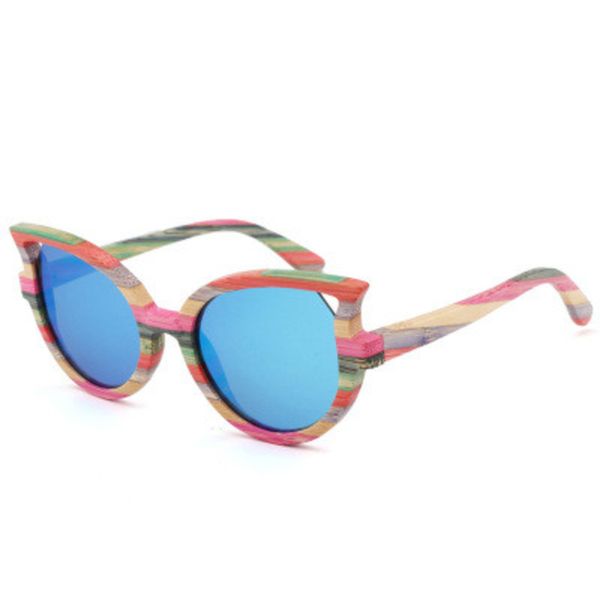 

handmade natural wooden sunglasses women 2020 fashion cat eye polarized mirror sun glasses original wood masculino, White;black