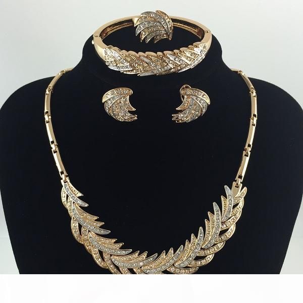 

african jewelry sets necklace earring bracelet earring rings fashion 18k gold plated luxury women wedding party rhinestone bridal set, Slivery;golden