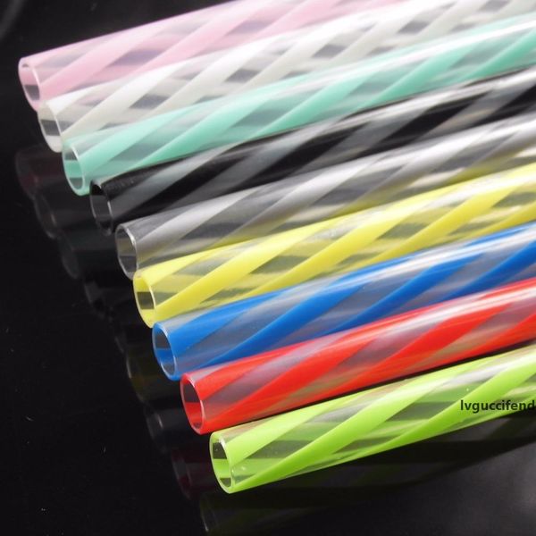 

25 pcs/lot 23 cm length 7mm dia hard reusable transparent stripped plastic drinking straws /metal color straws for marson jar