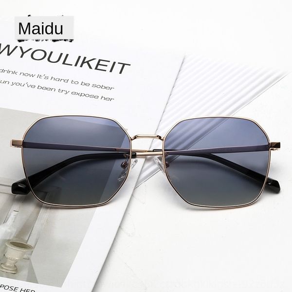 

2020 new fashion polygon trend metal sunglasses personalized men's and women's ocean piece all-match sunglasses, White;black