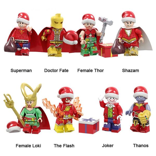 

christmas gift toy superman doctor fate female loki thor shazam the flash joker thanos super hero mini action figure building blocks