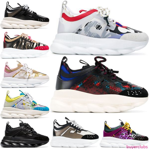 

2020 chain reaction luxury designer shoes men women sneakers snow leopard black white mesh rubber leather fashion women casual shoes 36-45, Black;green