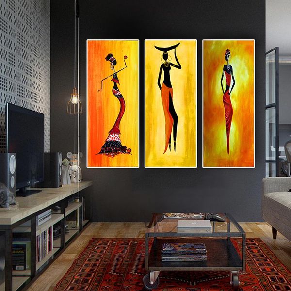 

African Woman Portrait Abstract Oil Painting Scandinavian Posters and Prints Wall Art for Living Room Home Decor (No Frame)