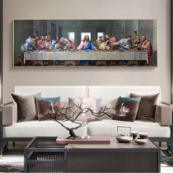 

картины вечеря леонардо да винчи холст на плакатах wall искусства и отпечатки стены искусства для гостиной home decor (без рамки