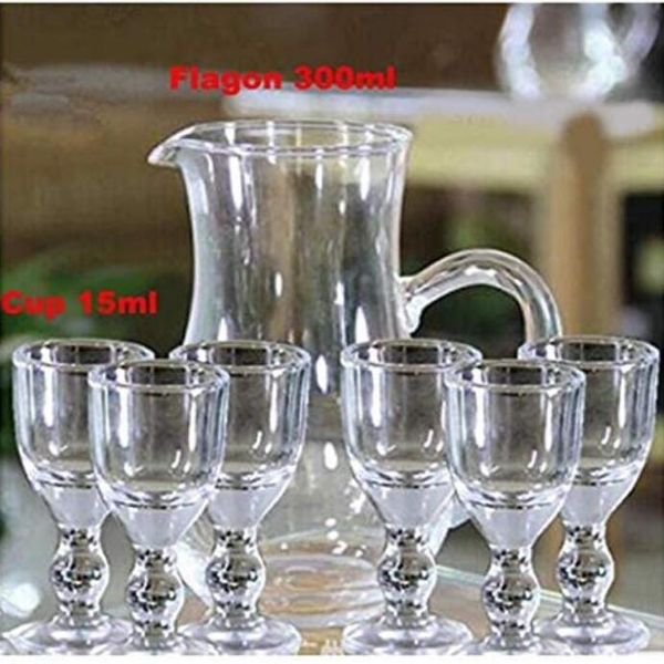 Kleine Mini 15ml einzigartige Mini Weinsheißgläser Sake Glass Set Spirituosen Cup Clear Alkohol Mini -Schnapsglas mit Stiel kleines Trinken 7pcs/Set