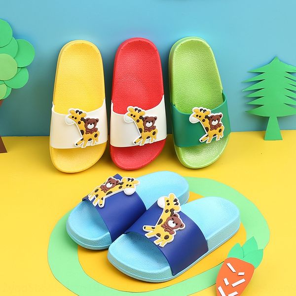

home slippers girls cartoon giraffe sandals children' shoes sandals indoor non-slip bath children' shoes men, Black;grey