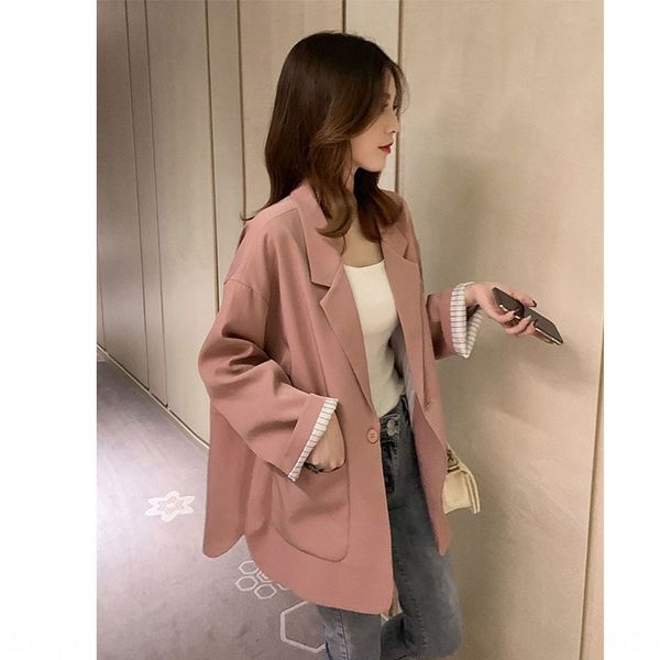 

2020 autumn new korean style yellow suit coat coat women's loose all-match chic gentle socialite style, White;black