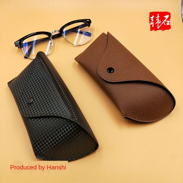 

leather case case button sun glasses box button soft bag glasses box, Blue