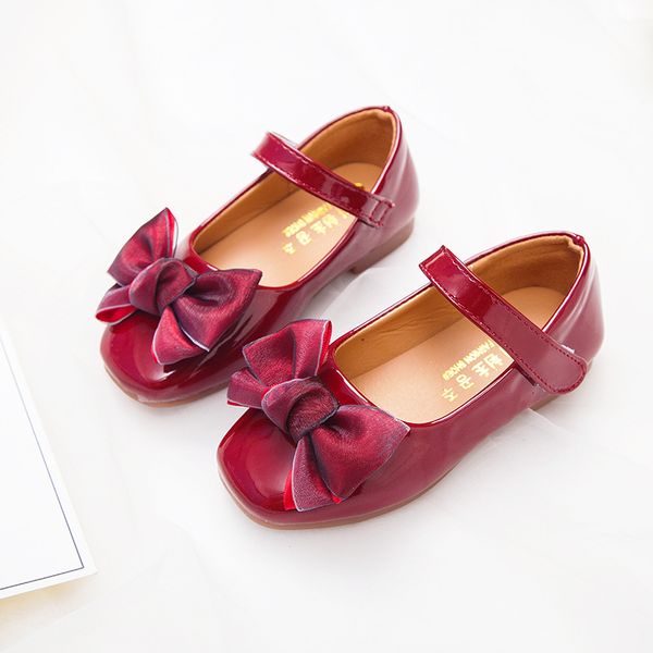 

spring autumn bowknot girls princess shoes for kids black leather shoes for student shoes girls black pink red 3 4 5 6 7 8-15t, Black;grey