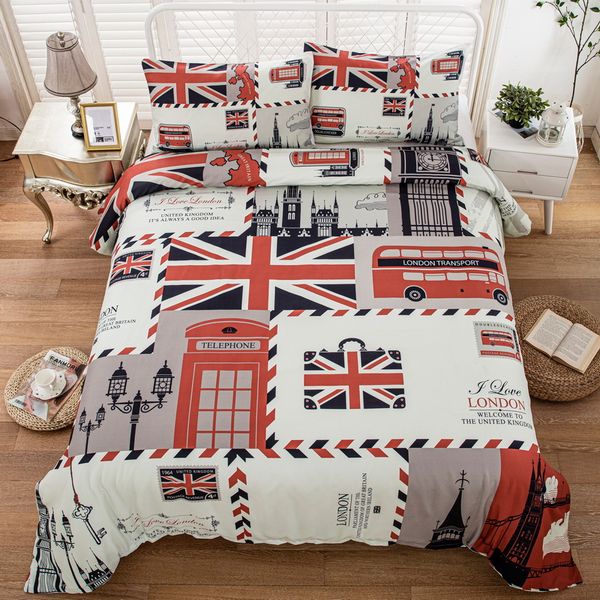 

new design uk style stamp printing bedding sets 2/3pcs/set new style duvet cover sets single/double / size