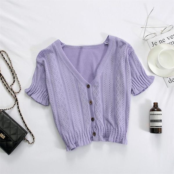 

women's t-shirt heliar women purple v-neck buttoned summer tee short sleeve knitting casual street outwear female for, White