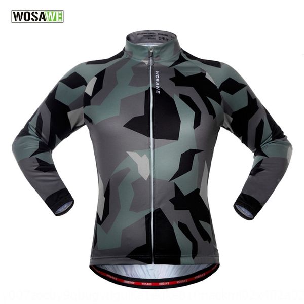 

wiscwe camouflage cycling long-sleeved quick-drying sweat-absorbing uniform bicycle bicycle road uniform for men, Gray;blue