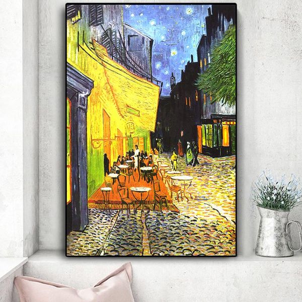 

van gogh cafe terrace at night famous oil painting reproduction on canvas posters and prints wall art picture for living room