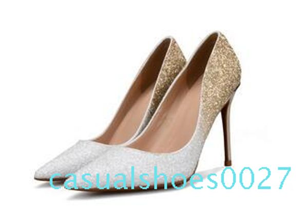 

new fashion luxury designer women shoes wedding dresses high heels 8cm 10cm 12cm nude black red leather pointed toes sequins dress shoes c27