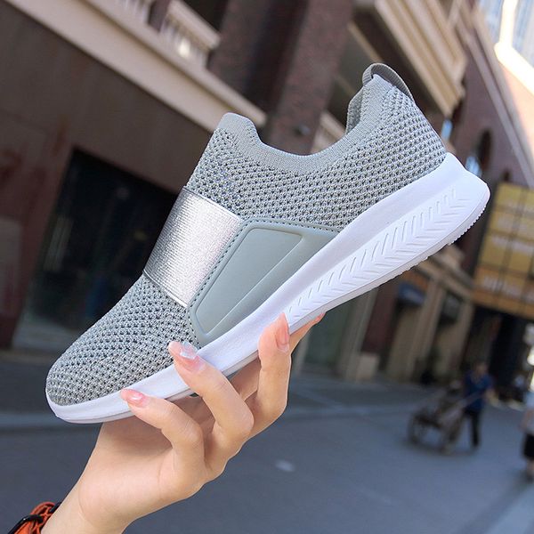 

women sneakers woman vulcanized shoes ladies causal fashion knitted sock shoes ladies slip on comfort female plus size, Black