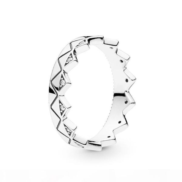 

2019 new arrival women mens 18k yellow gold ring set original box for pandora 925 sterling silver exotic crown lovers couple ring, Slivery;golden
