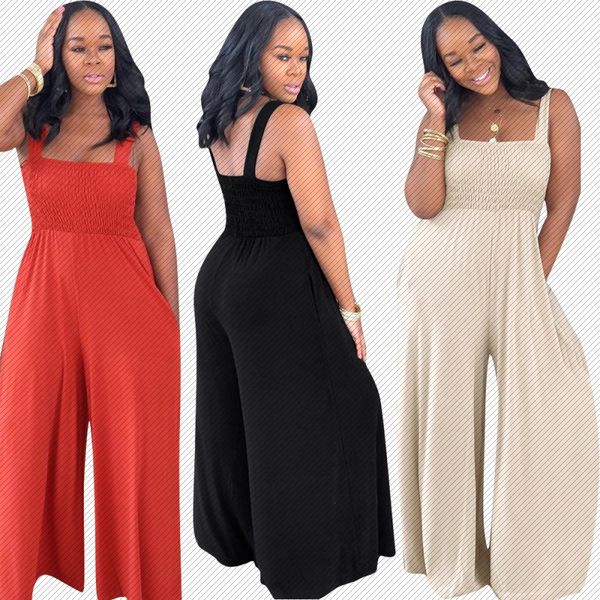 

w8210 amazon independent station womens fashion casual solid color loose strap jumpsuit three-color hair, Black;white