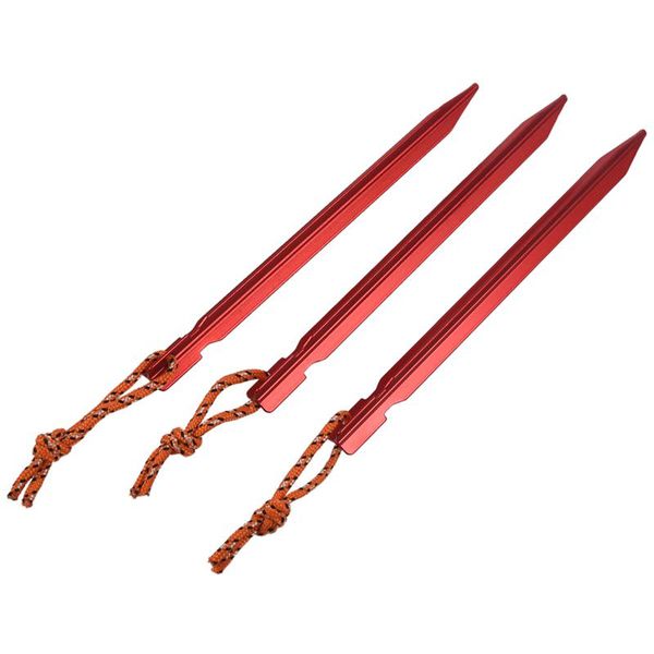 

10 pcs aluminium alloy 7inch red camping trip tent pegs stake nail brand new