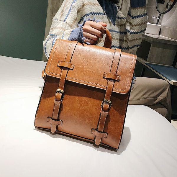 

2020 new winter retro british korean version of the pu backpack female backpack tide leisure college style student bag
