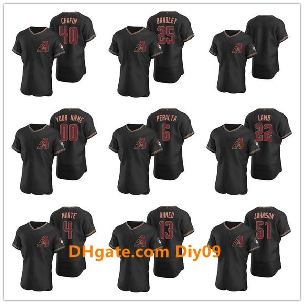 

#13;arizona diamondbacks men women youth 22 jake lamb 6 david peralta authentic 2020 alternate baseball jersey, Black