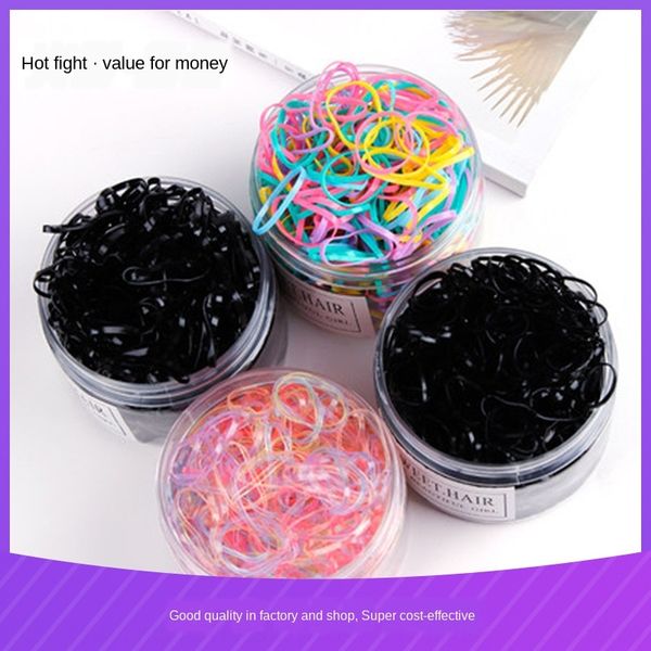

girls disposable black thickened baby rubber band rubber band without hurting hair rope children's hair accessories, Slivery;white
