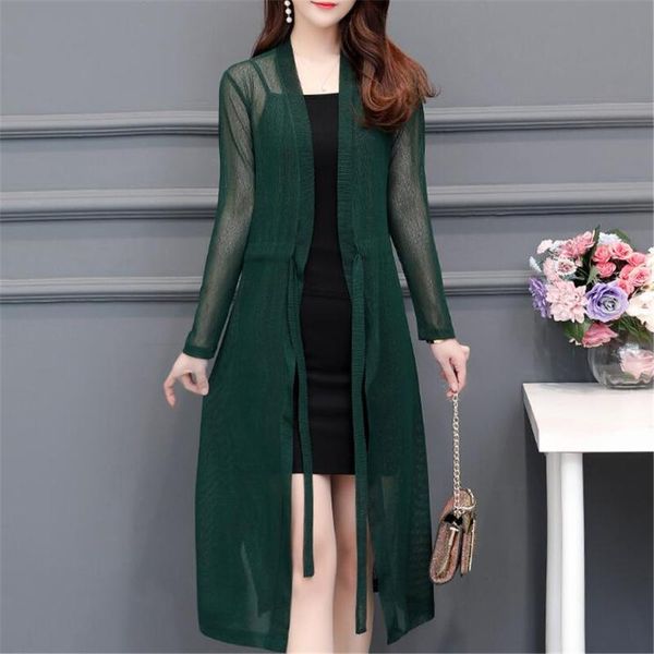 

2020 plus size 5xl new spring summer thin long cardigan womens 8 colors knitted sunscreen clothing ladies coat l-5xl pz3317, White