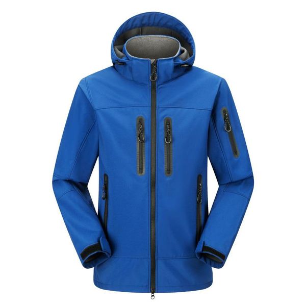 

outdoor soft shell men's fleece outdoor travel coat windproof warm raincoat jacket, Blue;black